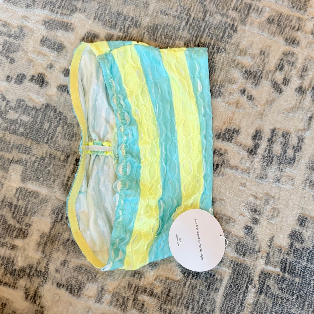 SHEIN Yellow and Blue Striped Crop Top